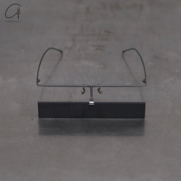 Rigards*UMA WANG RG00UW21 Series Rectangular Glasses RG-RG00UW21-GYSH Antique Silver Frame Dark Gray Lenses